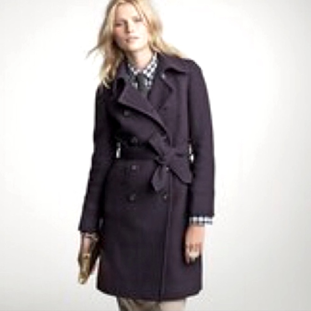 JCrew Stadium-Cloth Boulevard Trench in Heather Charcoal, Size 12